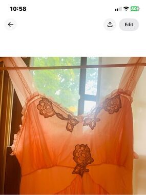 Sheer Orange Floral-Embroidered Chemise Nightgown - Women Intimates